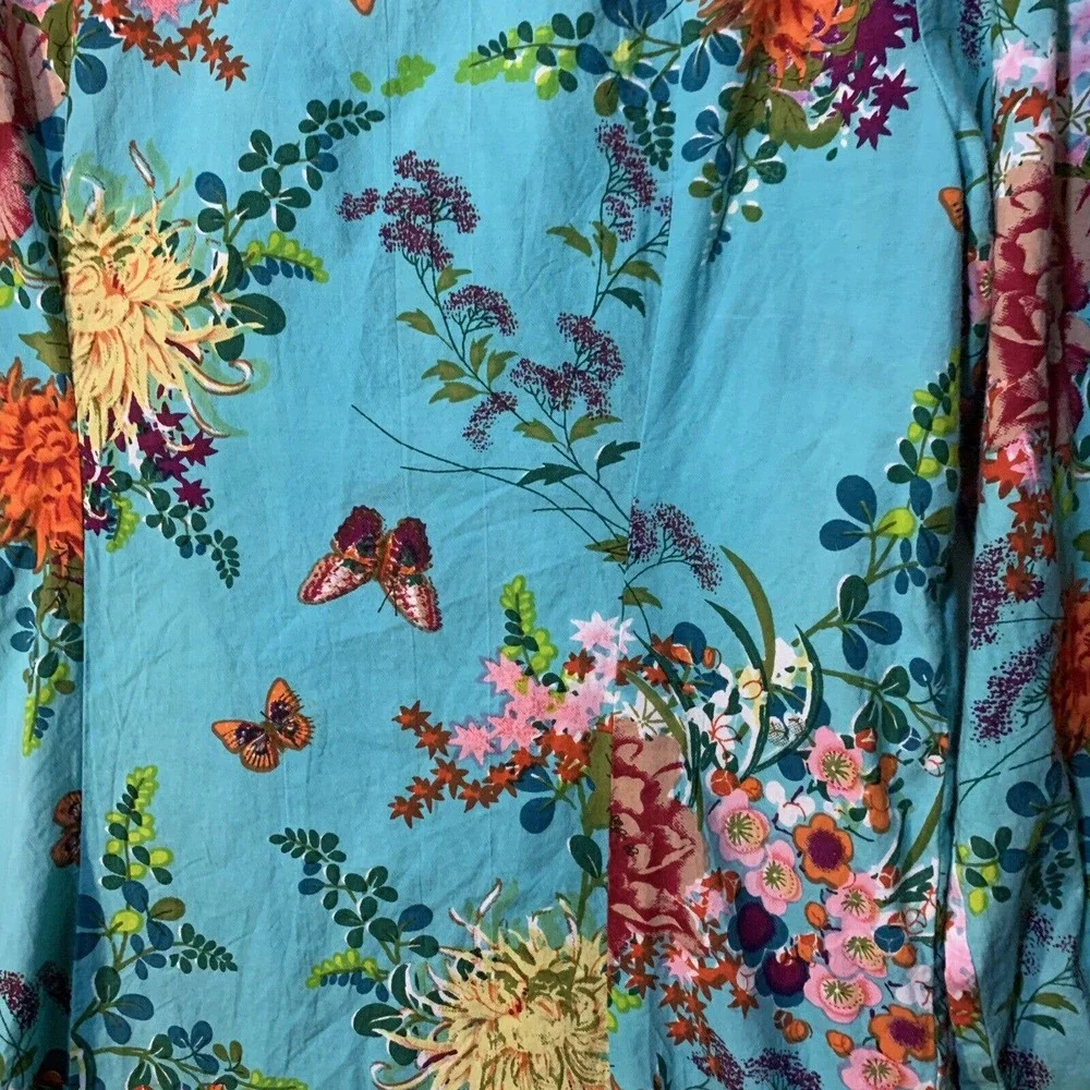 Soft Surroundings Cotton Butterfly Garden Art-to-Wear Long  Shirt Dress - Picture 3 of 10